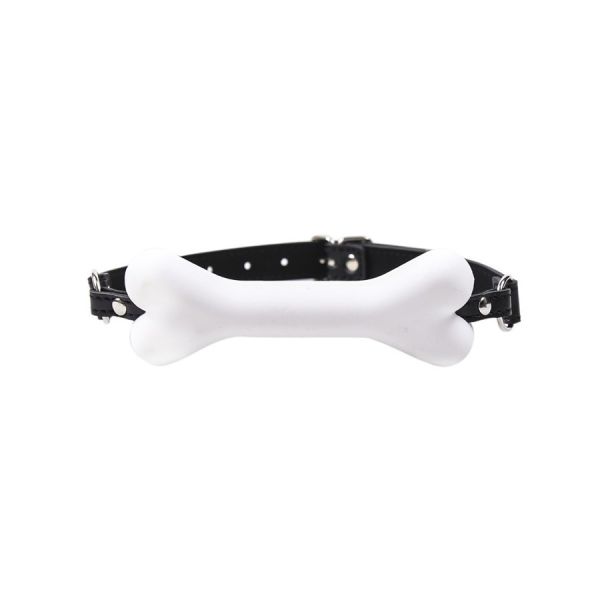 Kinky Puppy Mundknebel SM Gag Knochen Weiß